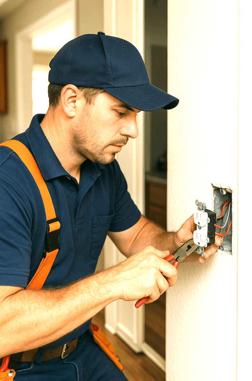 Electrician using automation tools